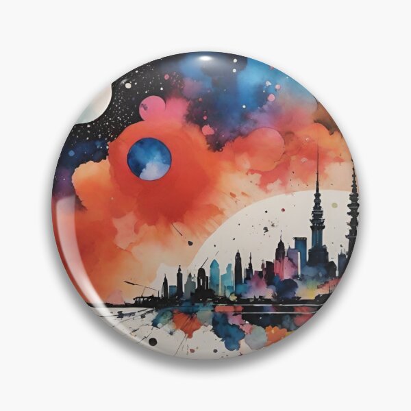Item preview, Midnight Sky City Landscape Poster Atomic Pop Art designed and sold by arivervixen.