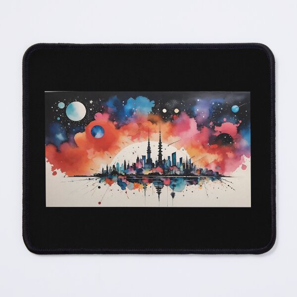 Item preview, Midnight Sky City Landscape Poster Atomic Pop Art designed and sold by arivervixen.