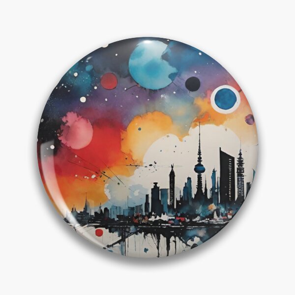 Item preview, Midnight Sky City Landscape Poster Atomic Pop Art designed and sold by arivervixen.