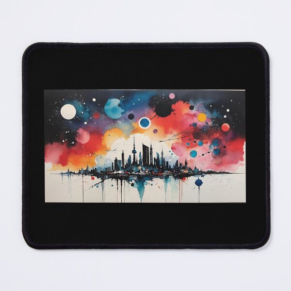 Item preview, Midnight Sky City Landscape Poster Atomic Pop Art designed and sold by arivervixen.