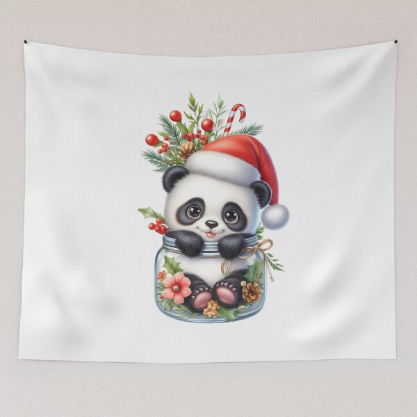 Item preview, Christmas Panda in a Jar with Holiday Decor designed and sold by CraftyAnimal.