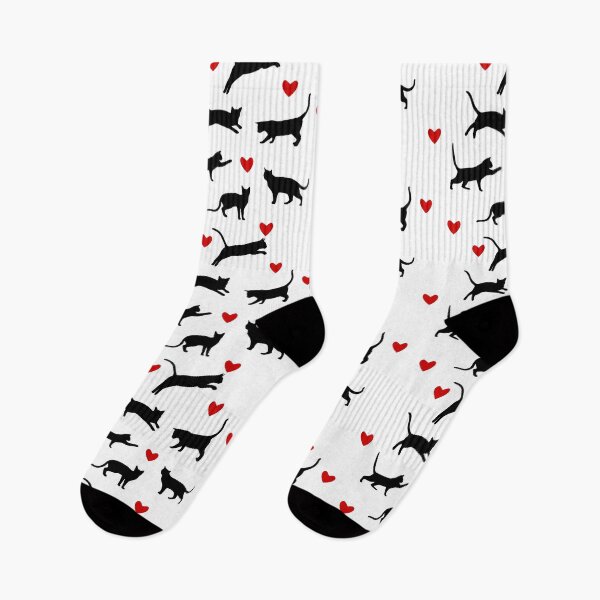 Item preview, Whiskered Wonders: A Dance of Black Cat Silhouettes Amongst the Hearts, Unique designed and sold by villacreativa.