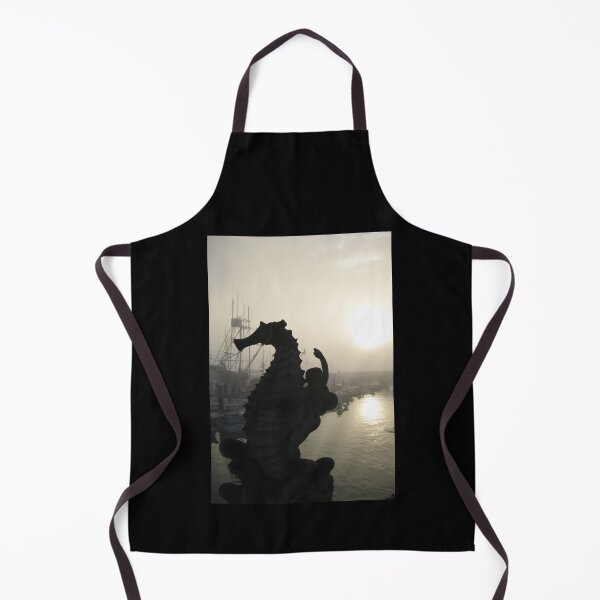 Item preview, Santa Barbara Harbor Early Morning Fog & Damp, Sun and Seahorse with Rider designed and sold by JoyousArt4u.
