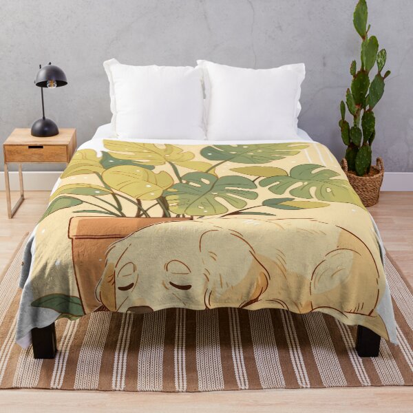 Item preview, Sleeping puppy under monsterra designed and sold by Nowshin Tasnim.