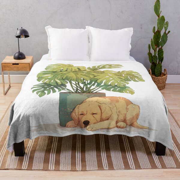 Item preview, Sleeping puppy under monsterra designed and sold by Nowshin Tasnim.