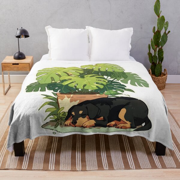 Item preview, Sleeping puppy under monsterra designed and sold by Nowshin Tasnim.