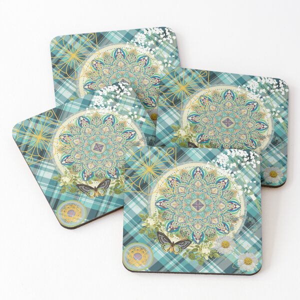 Item preview, Green Plaid Mandala designed and sold by lindosilks.