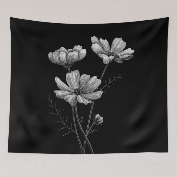Item preview, Cosmo Flowers Scratch Art Illustration, October Birth Flower designed and sold by Shurie.