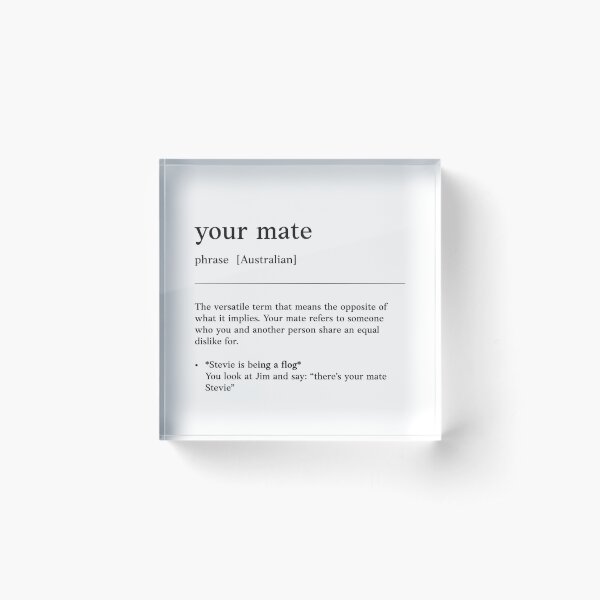 Aperçu de l'œuvre Ton compagnon | Noir sur blanc | Définition d'argot australien drôle, expression et humour créée et vendue par Magic Mango.