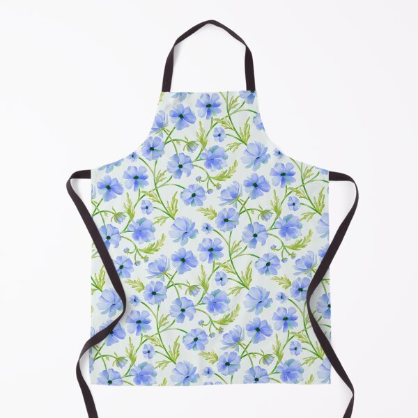 Item preview, Watercolour flowers tangled with stems leaves in cornflower blue lime green designed and sold by ArtOfSmallJoys.