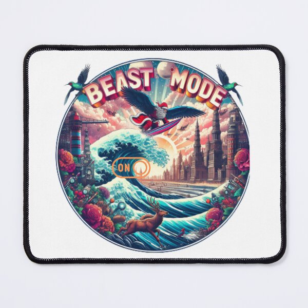Item preview, Beast Mode CHRISTMAS SANTA SURFING STICKER designed and sold by inkfluenceart.