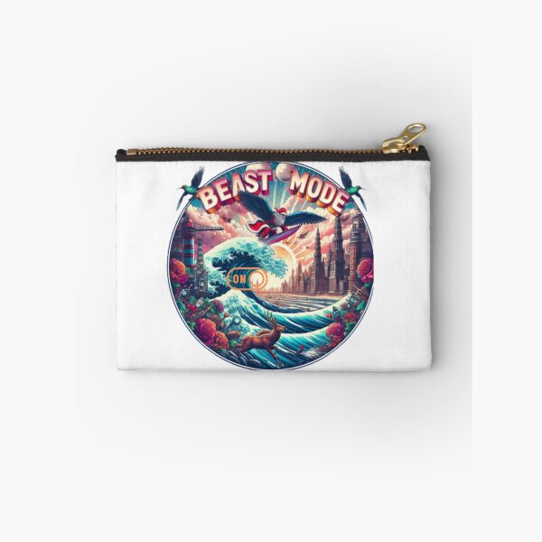Item preview, Beast Mode CHRISTMAS SANTA SURFING STICKER designed and sold by inkfluenceart.