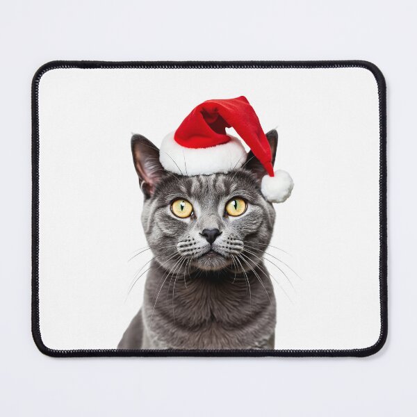 Item preview, Funny Chartreux cat wearing Christmas hat designed and sold by LazyOwlStore.