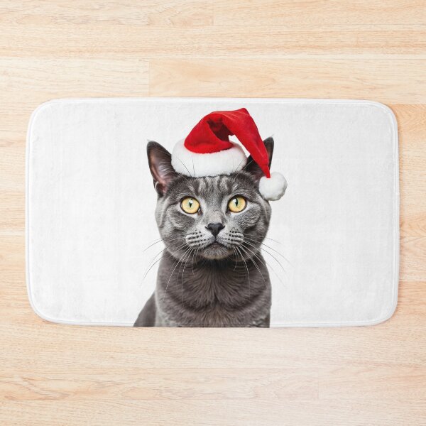 Item preview, Funny Chartreux cat wearing Christmas hat designed and sold by LazyOwlStore.