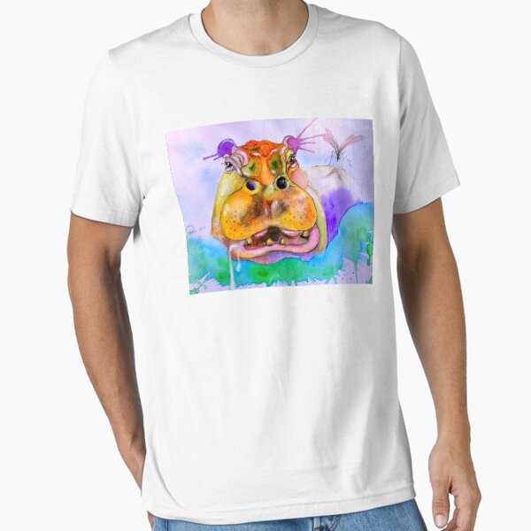 Happy Hippo with Crane Fly Watercolour by Tale Teller Club Books Essential T-Shirt