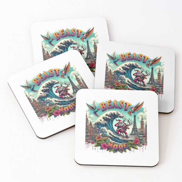 Item preview, SANTA SURFING CHRISTMAS Beast Mode STICKER designed and sold by inkfluenceart.