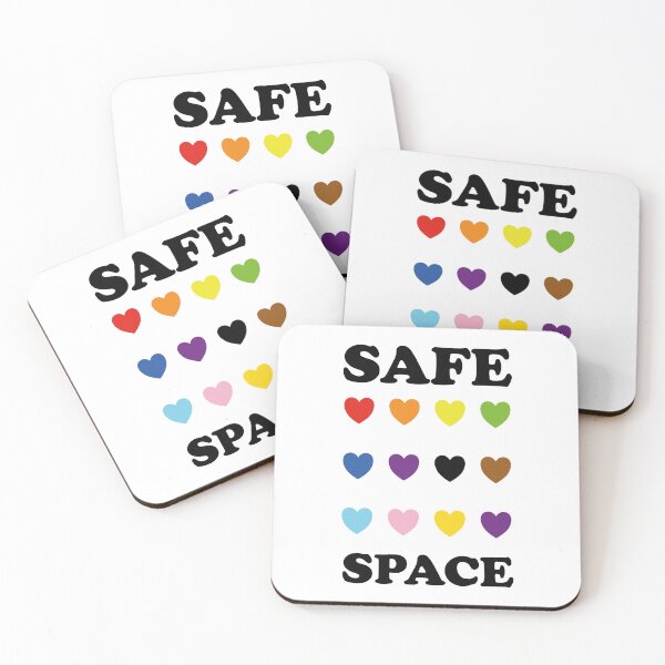 Item preview, LGBTQ SAFE SPACE inclusive pride colors hearts  designed and sold by Inspirationmotivation.