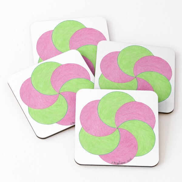 Item preview, pink and green flower rosette designed and sold by nounouangelique.