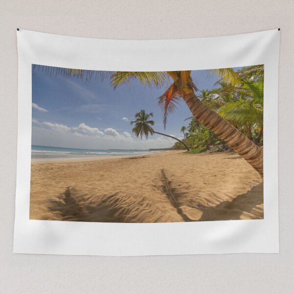 Item preview, Golden sands stretch along a tranquil beach, framed by lush palm trees that sway gently in the breeze designed and sold by EyezWatchin.