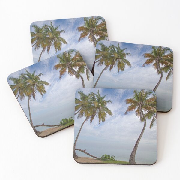 Item preview, Tall palm trees sway gently over a sandy beach, with a calm ocean  designed and sold by EyezWatchin.
