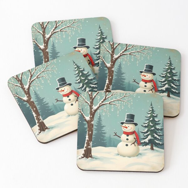 Item preview, Vintage Snowman next to a pine tree designed and sold by EmeraldeaDesign.