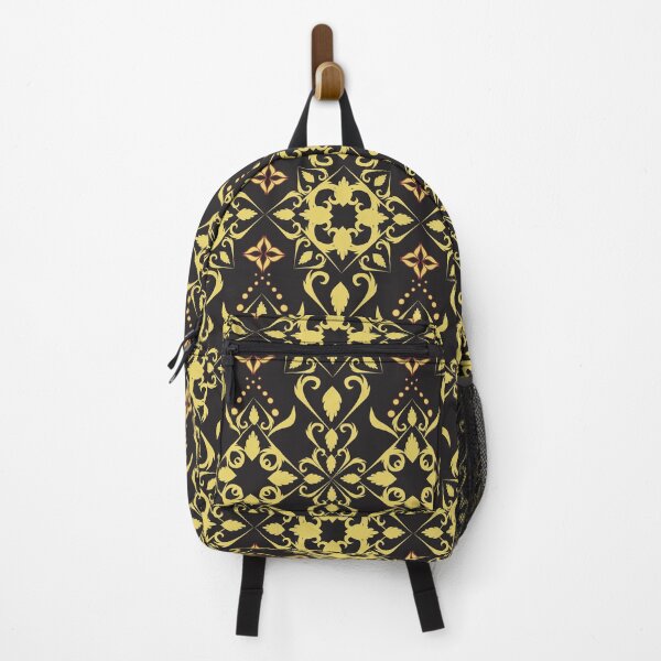 Item preview, seamless damask fabric pattern in black and yellow tones. designed and sold by ppnat2595.
