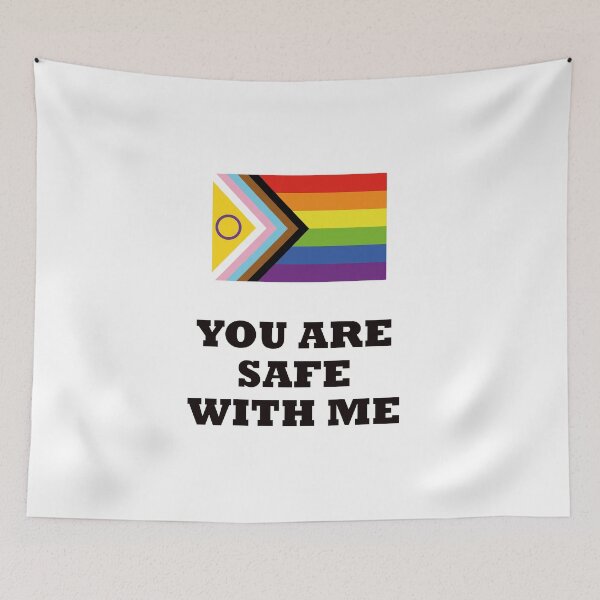 Item preview, LGBT rights slogan - You Are Safe With Me - Intersex Inclusive Pride Progress Flag   designed and sold by Inspirationmotivation.