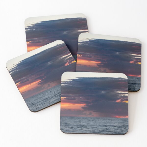 Item preview, Lightening strikes in a dramatic sunrise over the ocean, with dark, swirling clouds designed and sold by EyezWatchin.