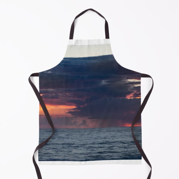 Item preview, Lightening strikes in a dramatic sunrise over the ocean, with dark, swirling clouds designed and sold by EyezWatchin.