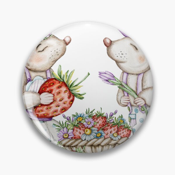 Item preview, illustration, poster Fairy Garden  Mice, Strawberries and Flower Patterns, compositions of digital elements for design designed and sold by NelenaArt.