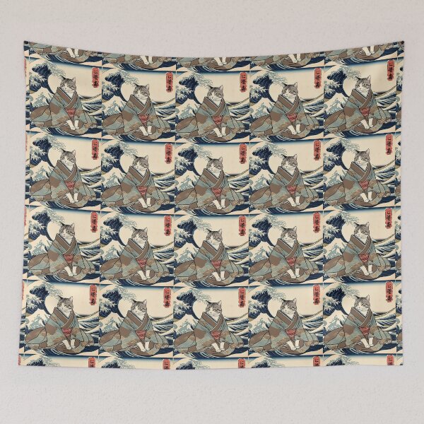 Item preview, Copy of Tuxedo Cat in a Floral Kimono: Japanese Woodblock-Inspired Artwork designed and sold by Catophile.