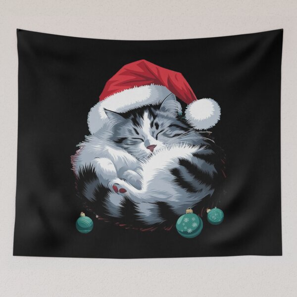 Item preview, Cozy Holiday Cat in Santa Hat - Festive Pet Lover Design designed and sold by BunBuntheDog-.