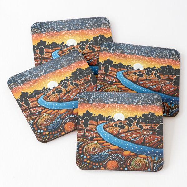 Item preview, Aboriginal Inspired Dot Art - With The River designed and sold by GrinGalore.