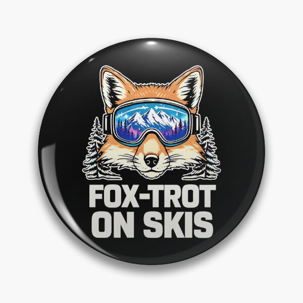 Item preview, FOX-TROT ON SKIS: Fox with Ski Goggles Reflecting Starlit Mountains designed and sold by SplashTastic.