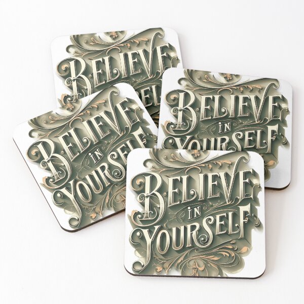 Item preview, Sepia-Toned Typographic Art With Believe in Yourself Message designed and sold by estampavibe.
