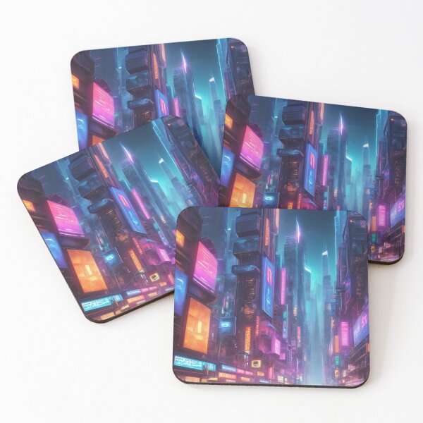 Item preview, Neon Dark Cityscape, future cybercity designed and sold by mikaws.