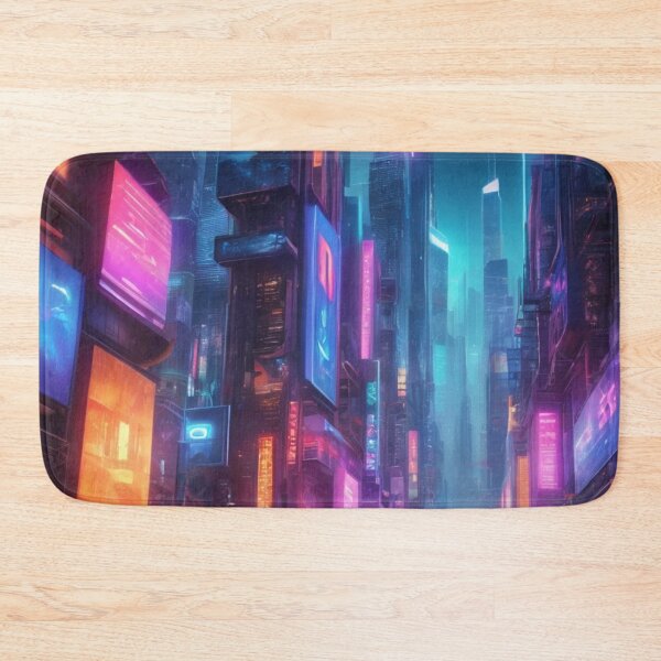Item preview, Neon Dark Cityscape, future cybercity designed and sold by mikaws.