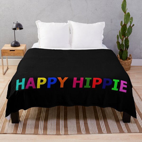 Item preview, Happy Hippie Just Two Words Colorful Text Black Edge designed and sold by Beachy.