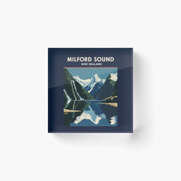 Item preview, A Vintage Travel Illustration of Milford Sound - New Zealand  designed and sold by GoodOldVintage.