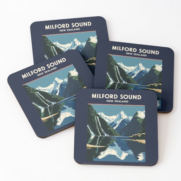 Item preview, A Vintage Travel Illustration of Milford Sound - New Zealand  designed and sold by GoodOldVintage.