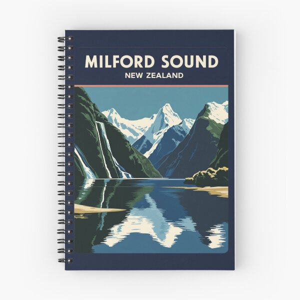 Item preview, A Vintage Travel Illustration of Milford Sound - New Zealand  designed and sold by GoodOldVintage.