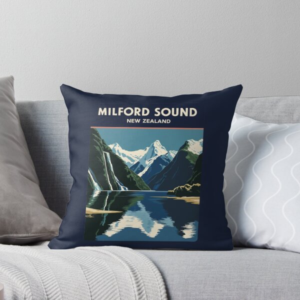 Item preview, A Vintage Travel Illustration of Milford Sound - New Zealand  designed and sold by GoodOldVintage.