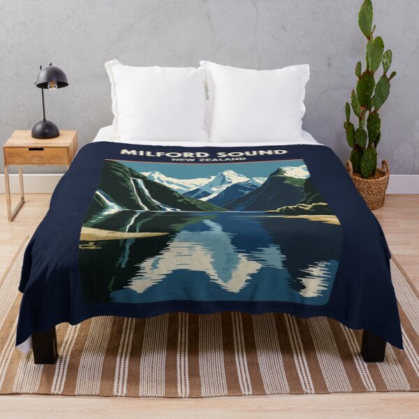 Item preview, A Vintage Travel Illustration of Milford Sound - New Zealand  designed and sold by GoodOldVintage.