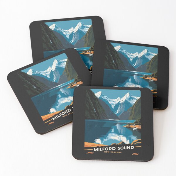 Item preview, A Vintage Travel Illustration of Milford Sound - New Zealand  designed and sold by GoodOldVintage.