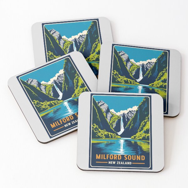 Item preview, A Vintage Travel Illustration of Milford Sound - New Zealand  designed and sold by GoodOldVintage.