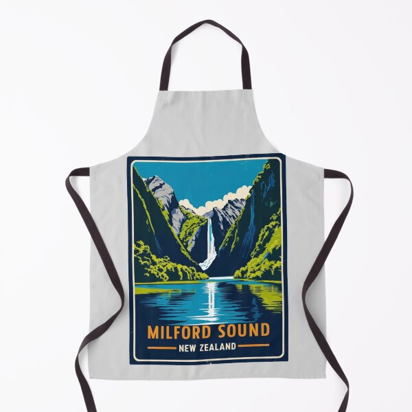 Item preview, A Vintage Travel Illustration of Milford Sound - New Zealand  designed and sold by GoodOldVintage.