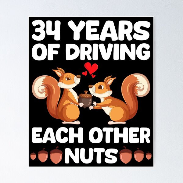 Item preview, 34 Years Of Driving Each Other Nuts Wedding Anniversary designed and sold by Red-Gifts.