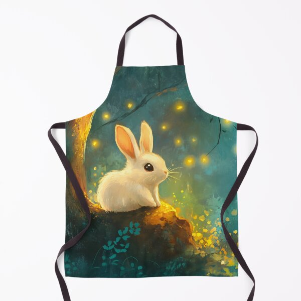 Item preview, Cute White Rabbit among Glowing Fireflies designed and sold by patternplaten.