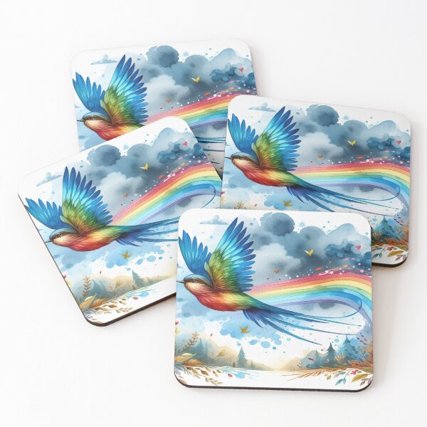 Item preview, Colorful Rainbow Bird: An inspiring watercolor artwork with vibrant colors and unique beauty designed and sold by FotoworldEdel.