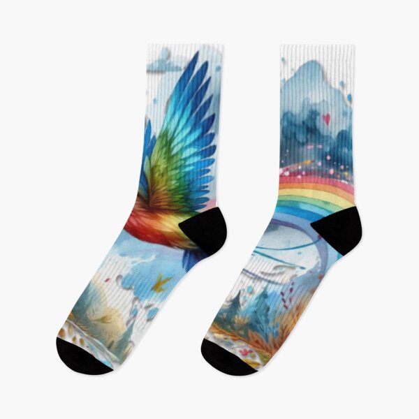 Item preview, Colorful Rainbow Bird: An inspiring watercolor artwork with vibrant colors and unique beauty designed and sold by FotoworldEdel.